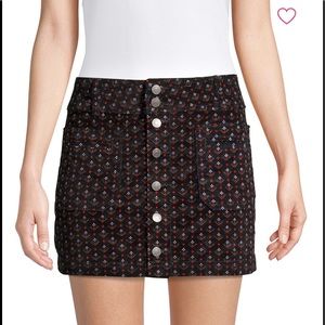 Y2K Vibe FREE PEOPLE sz 32 JOANI Cozy Graphic Corduroy Mini ButtonFront $68 NEW